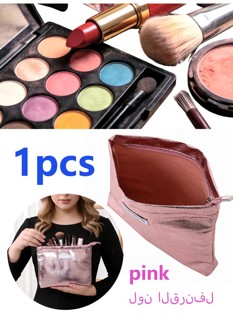 حقيبة مستحضرات تجميل فلاش متطورة ذات سعة كبيرة ومظهر أنيق - وردي - Image 1